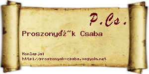 Proszonyák Csaba névjegykártya